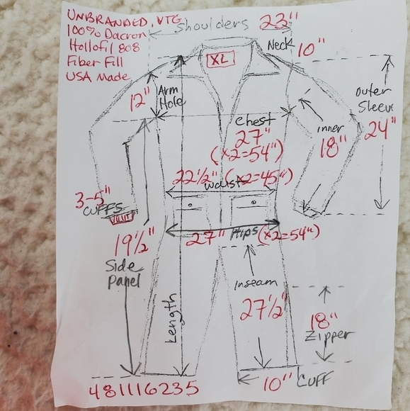 Vtg Coveralls Men XL Orange Hollofil 808 Hunting Workwear 1-Pc USA Made 80s 90s - Picture 3 of 16